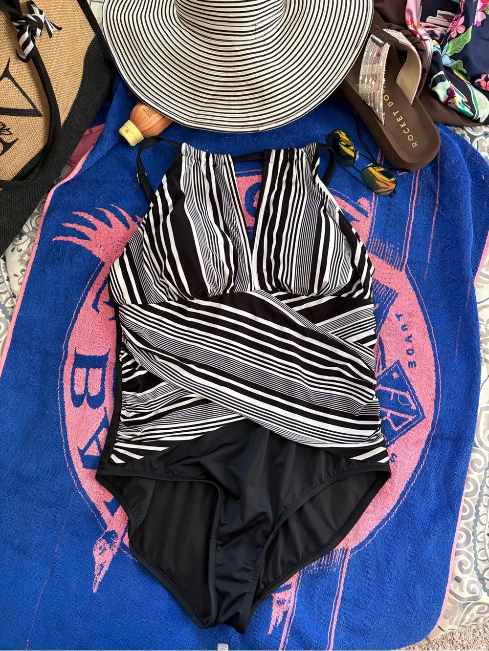 Bal Harbour Black & White Striped Women’s One-Piece Swimsuit - Classic Chic